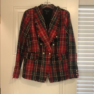 NWT Rachel Zoe Festive Holiday Plaid Blazer